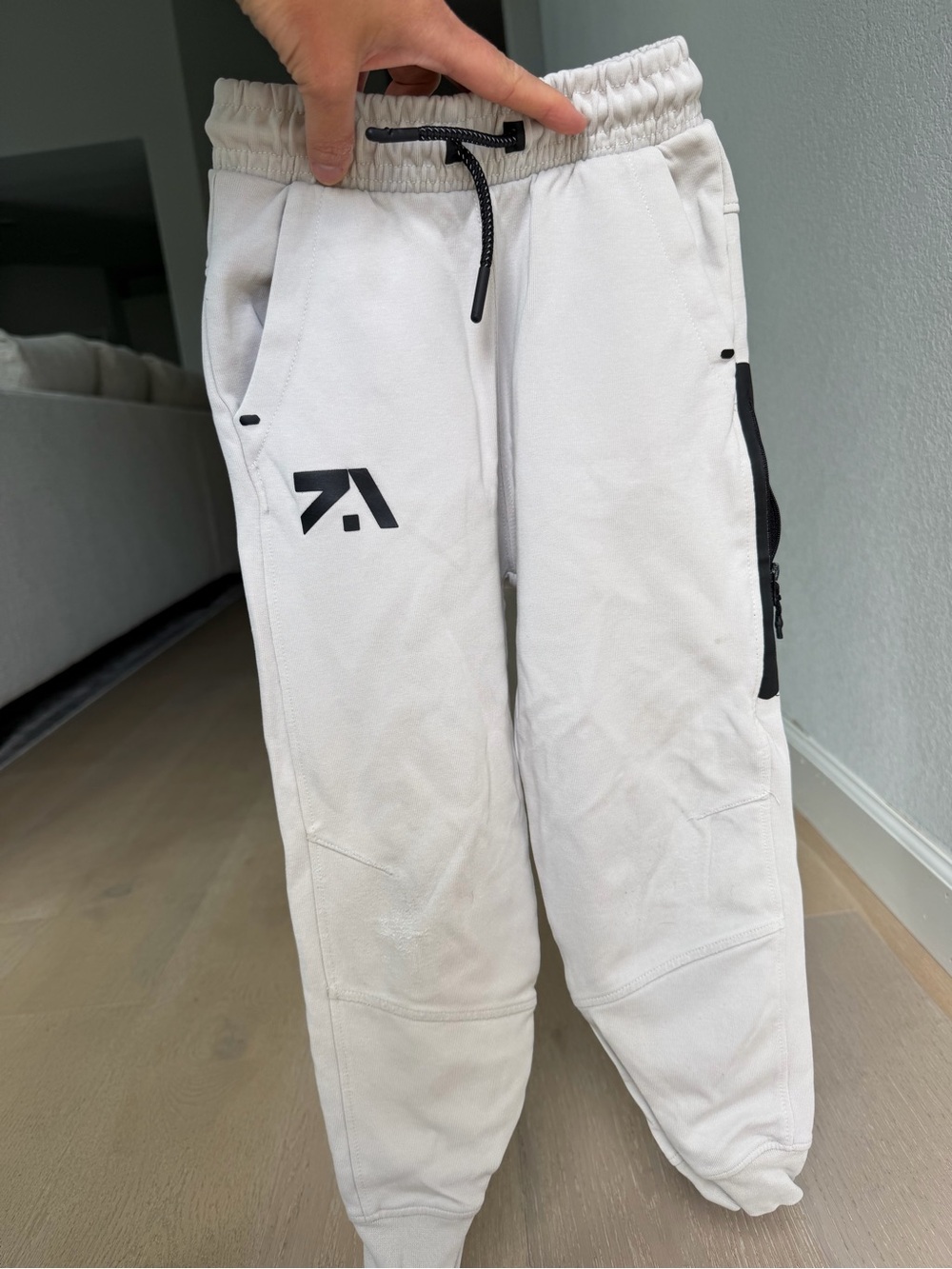 Zara Kids Ivory Jogger Pants with Black Accents